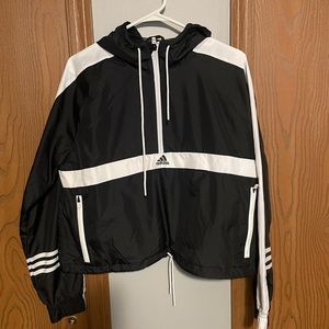 ADIDAS cropped Half-Zip Windbreaker Jacket